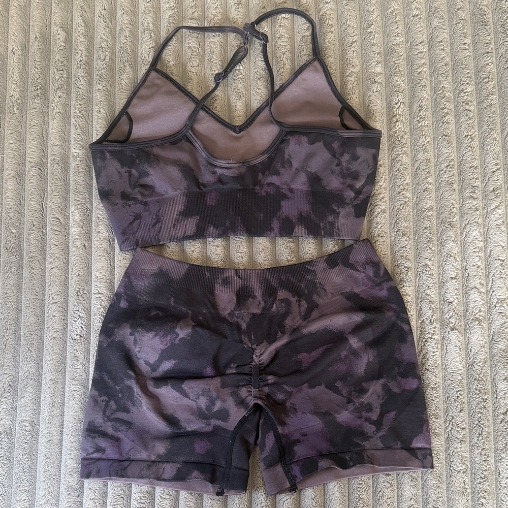 Darc Sport Lobos Everson Seamless Bra & Katya Shorts Set - Purple Gray Marble - Picture 3 of 7